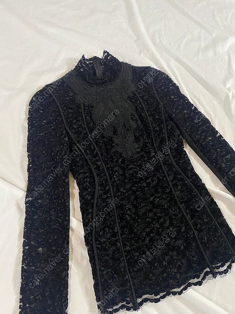 [44] obzee 오브제 벨벳 레이스 니트 블라우스 xs--9