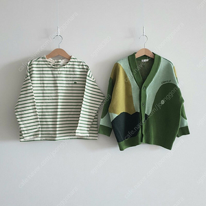 초코엘 그린 가디건 & 티셔츠 8Y