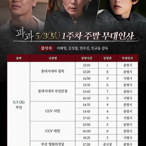 파과 무대인사 ((통로석 중간열)) 가격조정가능 부산 롯데시네마 광복 5.3 토요일 12시20분