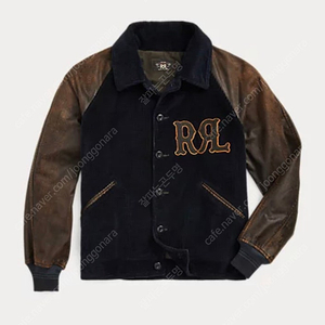 RRL 더블알엘 아플리케 코듀로이 레더 슬리브 바시티 자켓 L