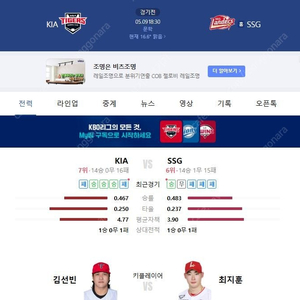 5/9 ssg vs 기아 1루 덕아웃상단석 2연석