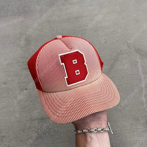 BAPE 베이프모자 체크 메쉬캡 레드 M