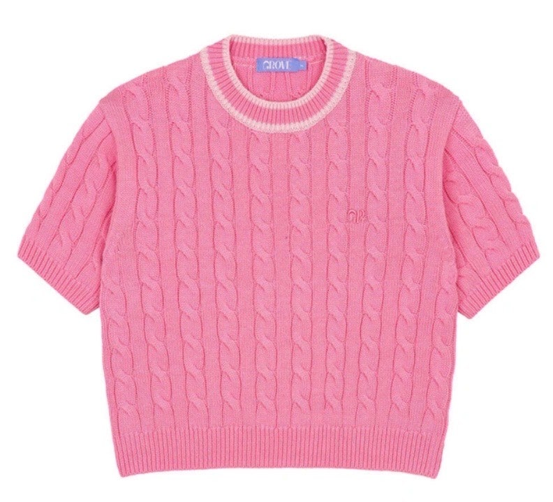 그로브(grove) venny knit 베니 반팔 니트(새상품/핑크)