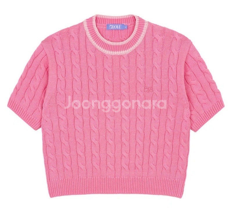 그로브(grove) venny knit 베니 반팔 니트...--0