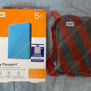 (네이버페이 안전거래등록) 미개봉 새상품 WD 휴대용 외장하드 MYPASSPORT / 5TB / 스카이블루 / 택배비포함 : 143,000원