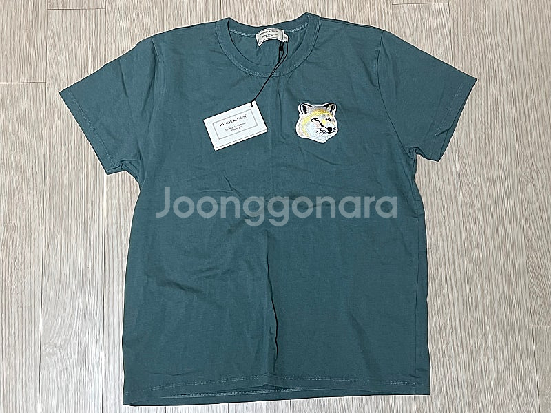 메종키츠에 여우 로고 카키 반팔티셔츠 s--0