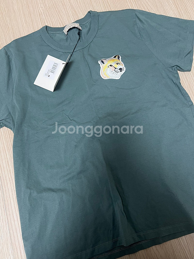 메종키츠에 여우 로고 카키 반팔티셔츠 s--3