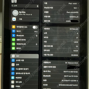 아이패드미니6 64g 퍼플 셀룰러 팔아요