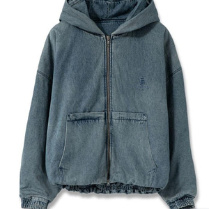 우영미/24FW 블루 데님 크롭 후드 자켓/50