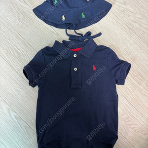 폴로 반팔 바디슈트(12m), 벙거지모자 (3~9m) 일괄