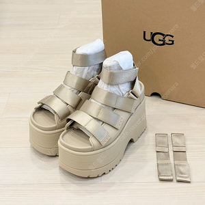 (새상품) UGG 어그 골든라이즈 하이 플랫폼 스트랩 슬라이드 골든글로우 230