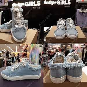 더데이 걸 연청 프린지 데님 운동화 스니커즈 단화