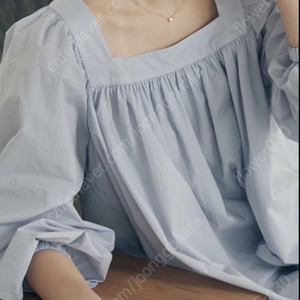 Sie 시에 러플 블라우스 코튼 블루 11.5