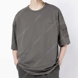 [M] 준지 소매 포켓 세미오버 숏슬리브 티셔츠 그레이 새상품
