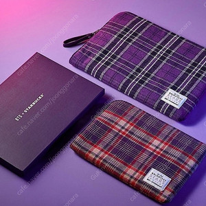 스타벅스 BTS 타탄 체크 파우치 Small ,스타벅스 BTS 타탄 체크 파우치 Large (새상품)