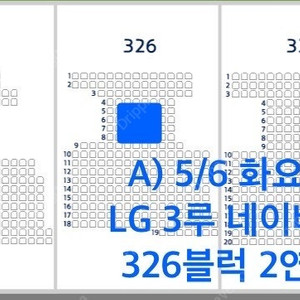5월6일(화) 잠실 두산 vs 엘지 3루 네이비석 326블럭 2연석, 1루 레드석 201블럭 2연석