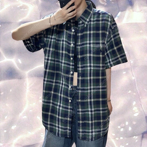 폴로 랄프로렌 체크 반팔 셔츠 딥 그린 M