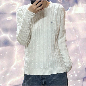 폴로 랄프로렌 케이블 꽈배기 니트 화이트 M