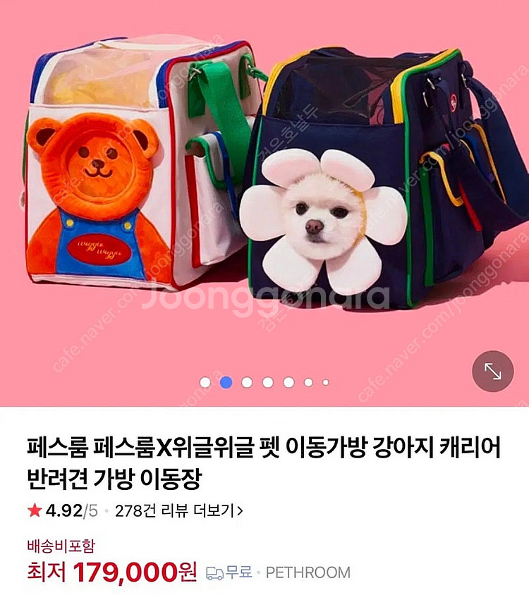 페스룸x위글위글 콜라보 강아지 이동가방--0
