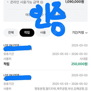 롯데면세점 Ldf pay 팝니다(154만원->150만원)