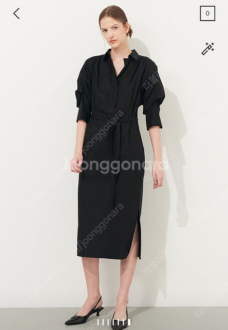 타임 22년 크링클 오픈칼라 벨티드원피스 블랙 55사이...--0