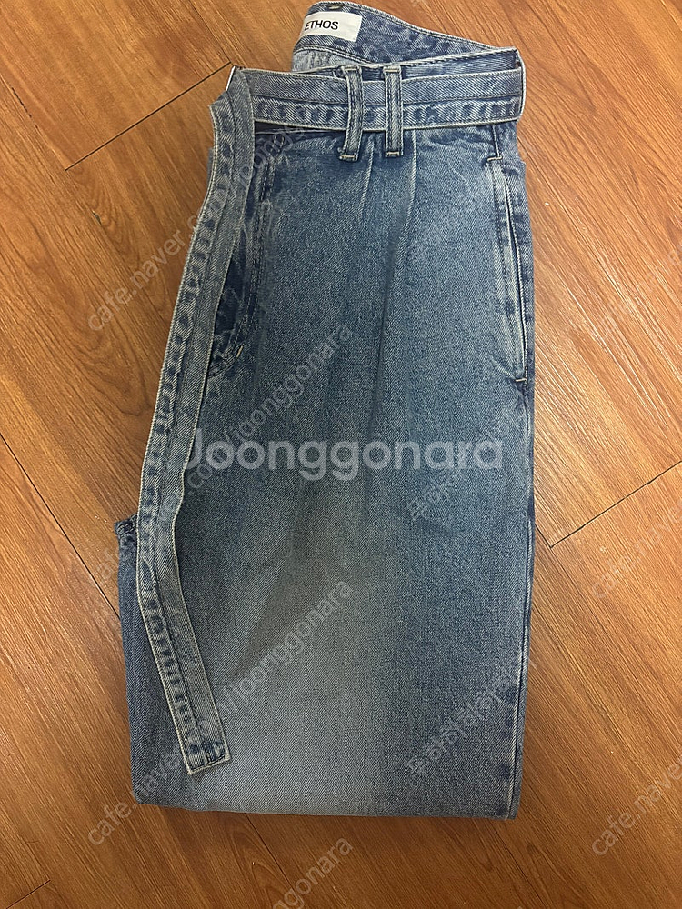 에토스 핀턱 벨티드데님1사이즈--6