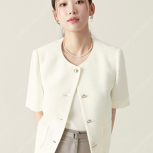 로엠 칼라리스 트위드 반팔 자켓