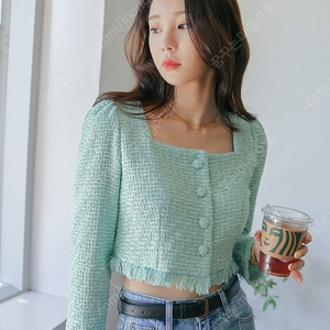 아뜨랑스 트위드 프린지 블라우스