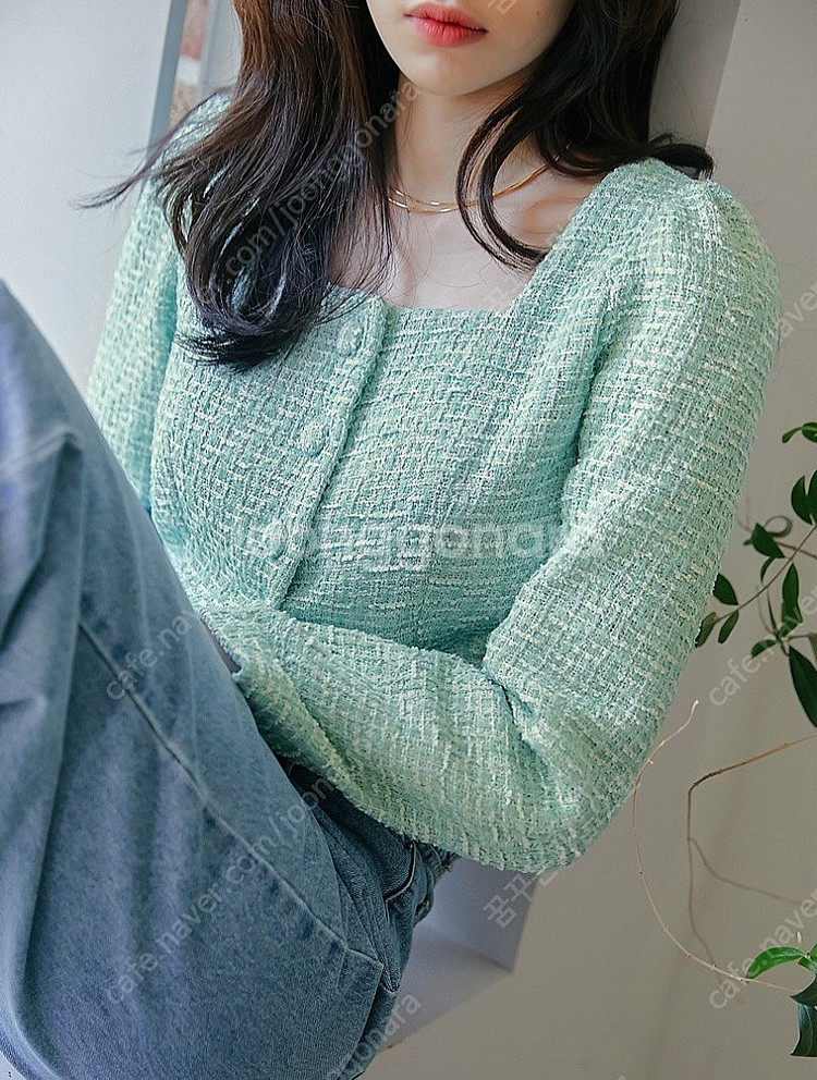 아뜨랑스 트위드 프린지 블라우스--7
