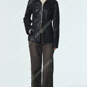 커렌트 피티드 크랙 레더 자켓 FITTED CRACK LEATHER JACKET