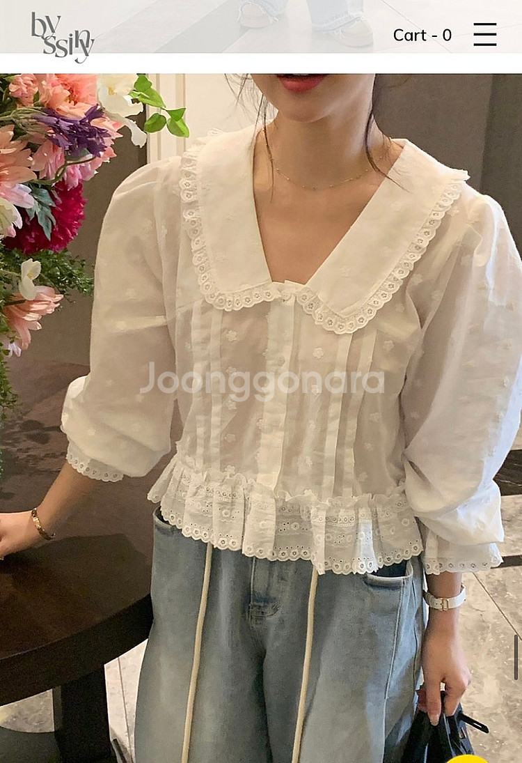 바이씨니 메리꽃블라우스 새상품 택포--3