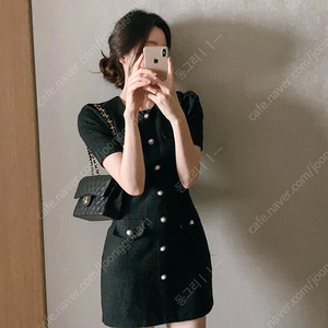 트위드 원피스 하객룩 결혼식 퍼프 하객 코디 블랙 정장 검정 여자 여성 데이트룩