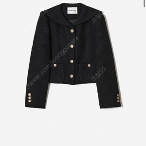 오스트카카 트위드 자켓 Sailor Tweed Crop Jacket Black Tea