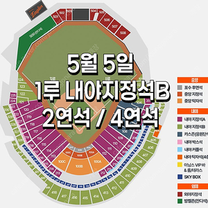 [ 한화 vs 삼성 ]｜5월 5일 (월) 어린이날｜️ 1루 내야지정석 B ｜ 2연석, 4연석 양도