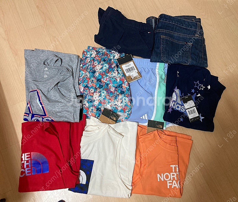 아디다스, 노스페이스, 타미 민소매티셔츠 반바지 판매(새상품)--0