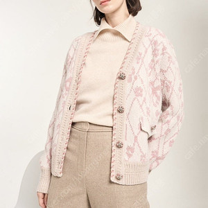 마인 글리터 크리스탈 보석 단추 가디건 타임 랑방 한섬