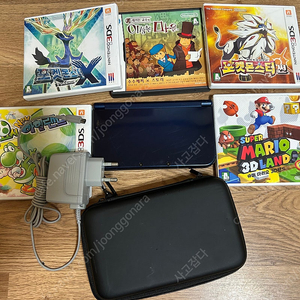 뉴 3ds Xl 외관 B급(펜,박스X)블루(포켓몬 뱅크 설치)+게임 5종(케이스 있음) 일괄 25만에 팜