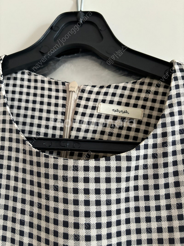 리본타이 체크 원피스--1