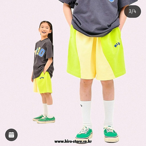 히로 웨이브 하프 팬츠 라임 160