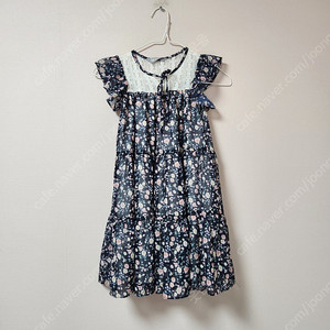 120사이즈 Petit enfant 검정색 피치색상 꽃무늬 쉬폰 나시 원피스