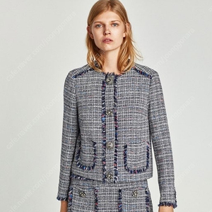 자라(ZARA) 보석단추 트위드자켓