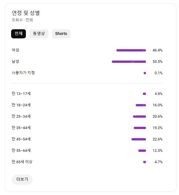 유튜브 구독자 약24000명 알고리즘 잘 탔던 쇼츠 채널 싸게팝니다~(여성비율 높음) 이미지