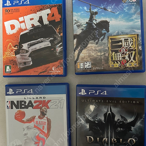 플스4 PS4 게임 타이틀 (디아블로3, 더트4, 진삼국무쌍8, NBA2K21)