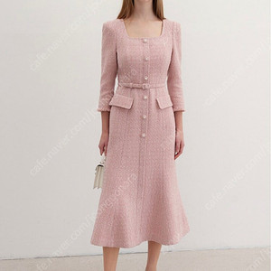 비에유 바이 브라이드앤유 MELISSA Square neck mermaid tweed dress pink size 2