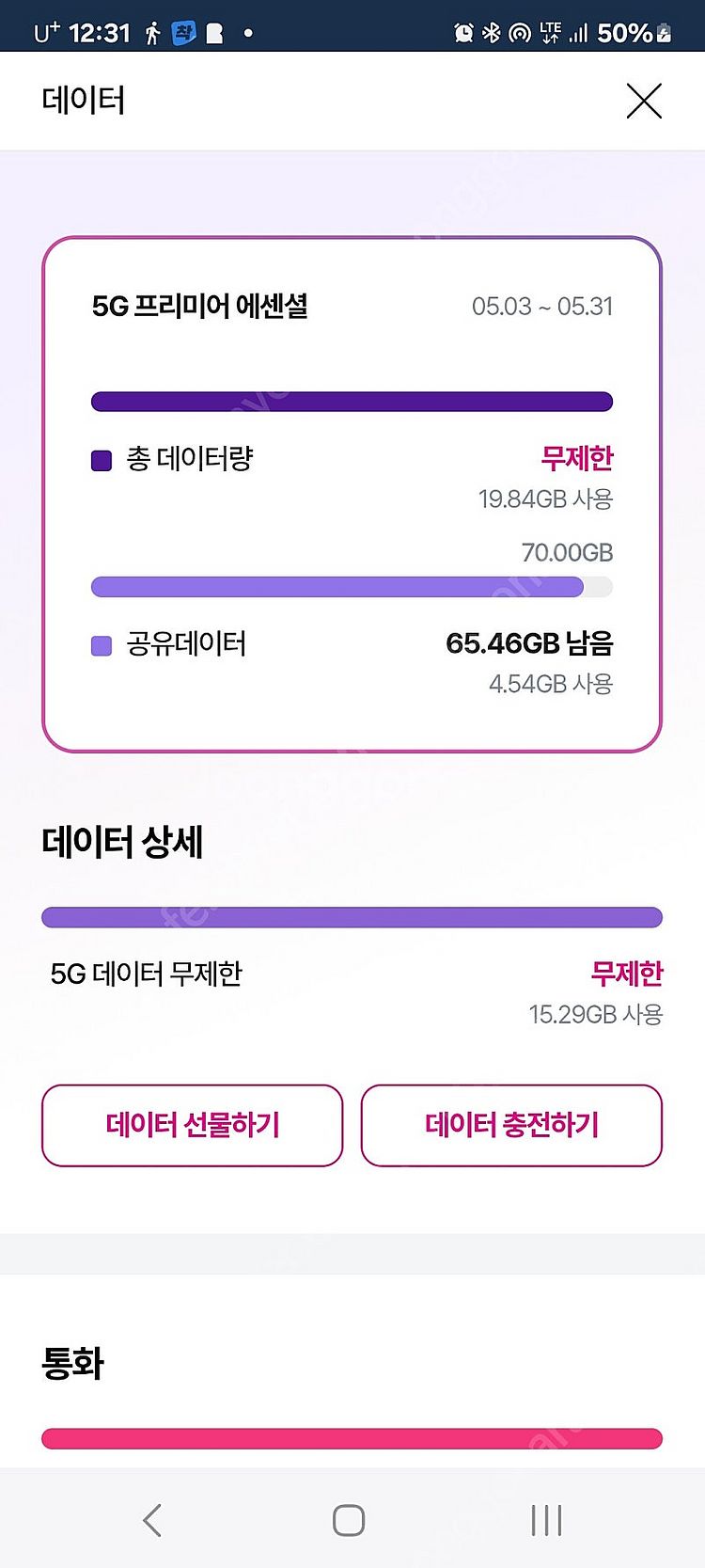 LGU + 데이터 2기가 2500원에 팜니다--0