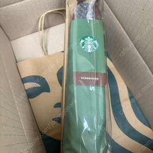 스타벅스 카키 3단 자동우산