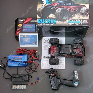 ECX RUCKUS 1/18 4WD 몬스터 트럭 + 국민급속충전기 IMAX B6 80W, DC 12V 파워서플라이 세트