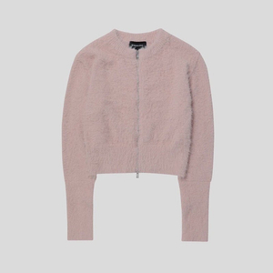 (제니착용) 우알롱 집업 가디건 Hairy knit zip-up cardigan