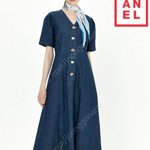 스테파넬 면린넨 데님 원피스