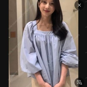 시에 러플 코튼 블라우스 블루